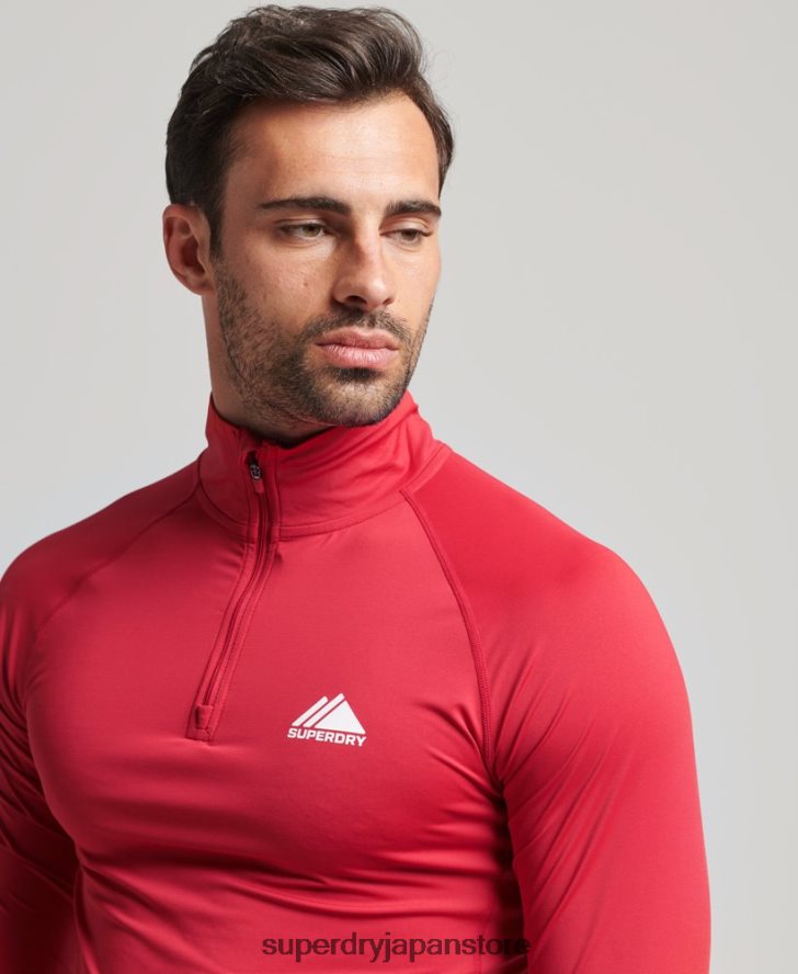 ハーフジップベースレイヤートップ 男性 Superdry 衣類 赤 2J62PZ1384