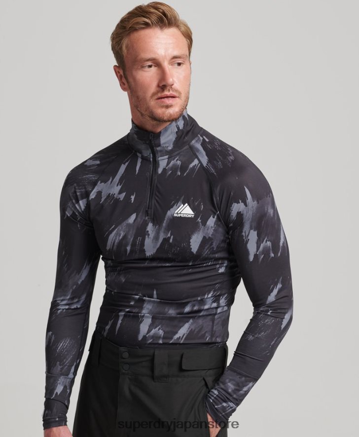 ハーフジップベースレイヤートップ 男性 Superdry 衣類 黒 2J62PZ1387