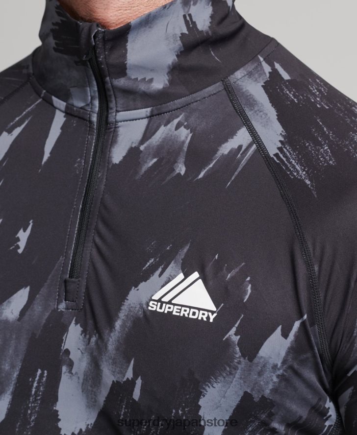 ハーフジップベースレイヤートップ 男性 Superdry 衣類 黒 2J62PZ1387