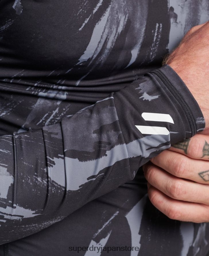 ハーフジップベースレイヤートップ 男性 Superdry 衣類 黒 2J62PZ1387