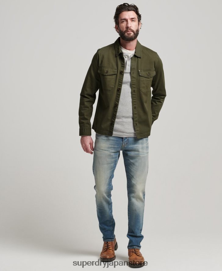 マーチャント ストア - ヘリンボーン オーバーシャ​​ツ 男性 Superdry 衣類 緑 2J62PZ139