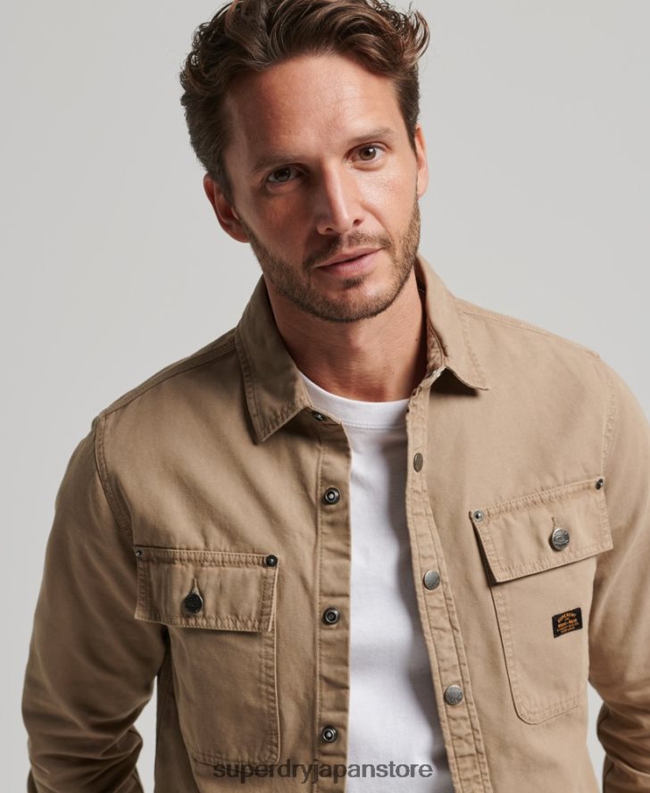 キャンバスオーバーシャ​​ツ 男性 Superdry 衣類 黄褐色 2J62PZ140