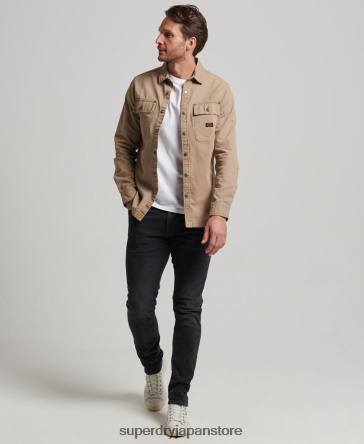 キャンバスオーバーシャ​​ツ 男性 Superdry 衣類 黄褐色 2J62PZ140