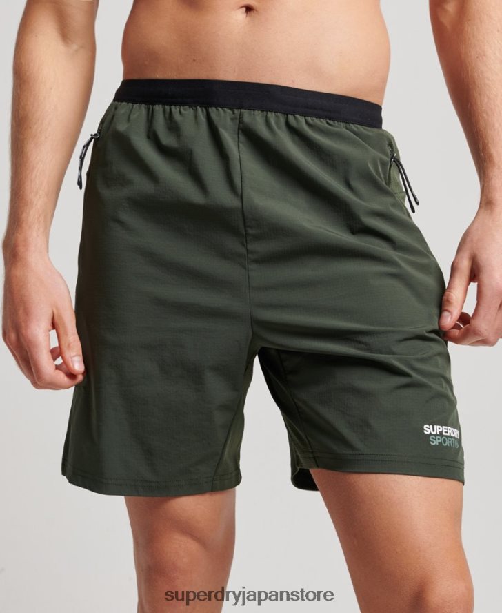 トレインハイブリッドショーツ 男性 Superdry 衣類 緑 2J62PZ1412