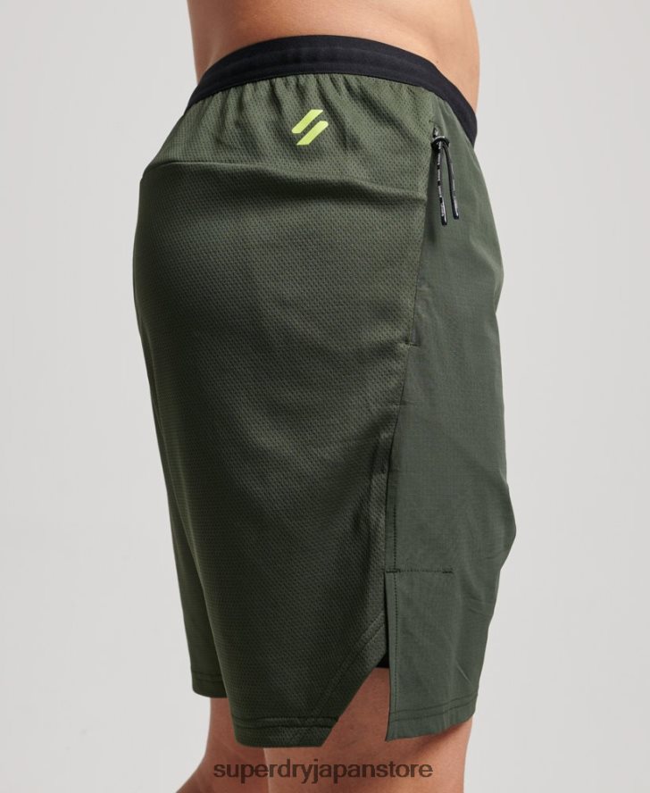 トレインハイブリッドショーツ 男性 Superdry 衣類 緑 2J62PZ1412