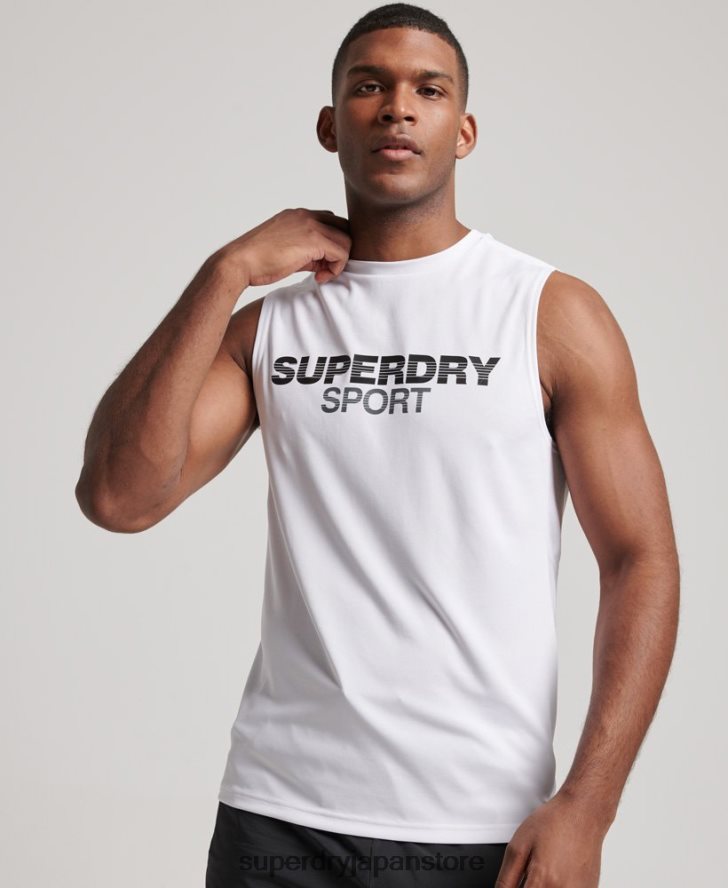 アクティブベストトップ 男性 Superdry 衣類 白 2J62PZ1418