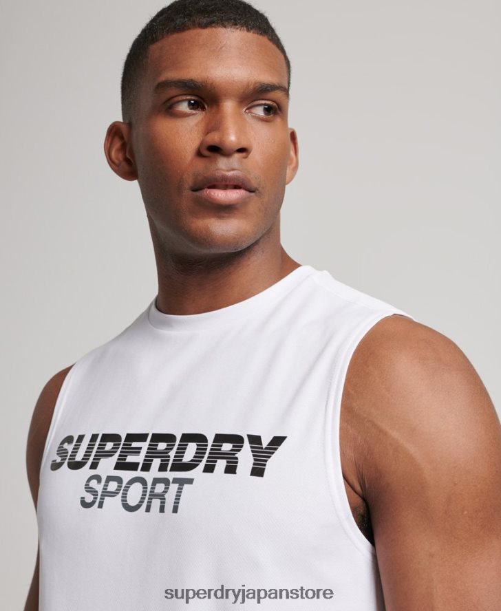 アクティブベストトップ 男性 Superdry 衣類 白 2J62PZ1418