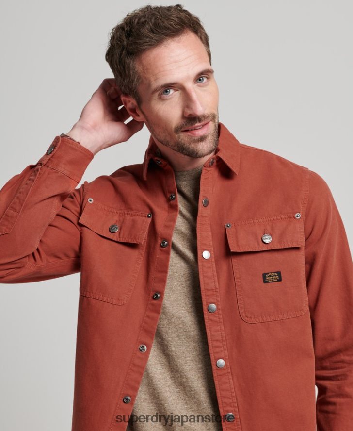 キャンバスオーバーシャ​​ツ 男性 Superdry 衣類 茶色 2J62PZ141