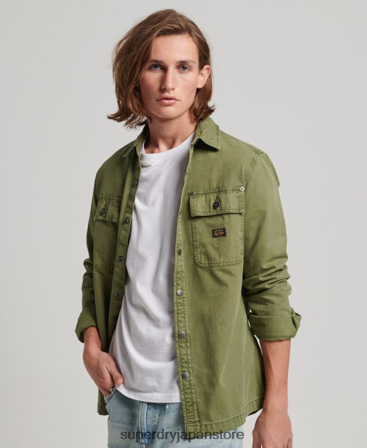 キャンバスオーバーシャ​​ツ 男性 Superdry 衣類 カーキ 2J62PZ142