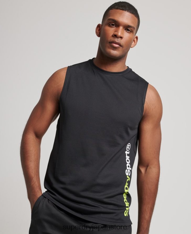 アクティブベストトップ 男性 Superdry 衣類 黒 2J62PZ1426