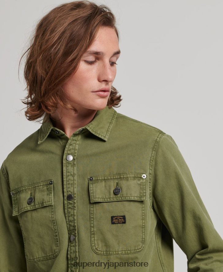 キャンバスオーバーシャ​​ツ 男性 Superdry 衣類 カーキ 2J62PZ142