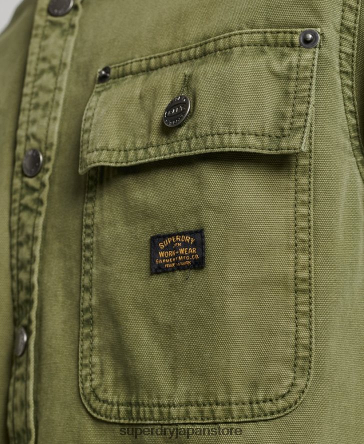 キャンバスオーバーシャ​​ツ 男性 Superdry 衣類 カーキ 2J62PZ142