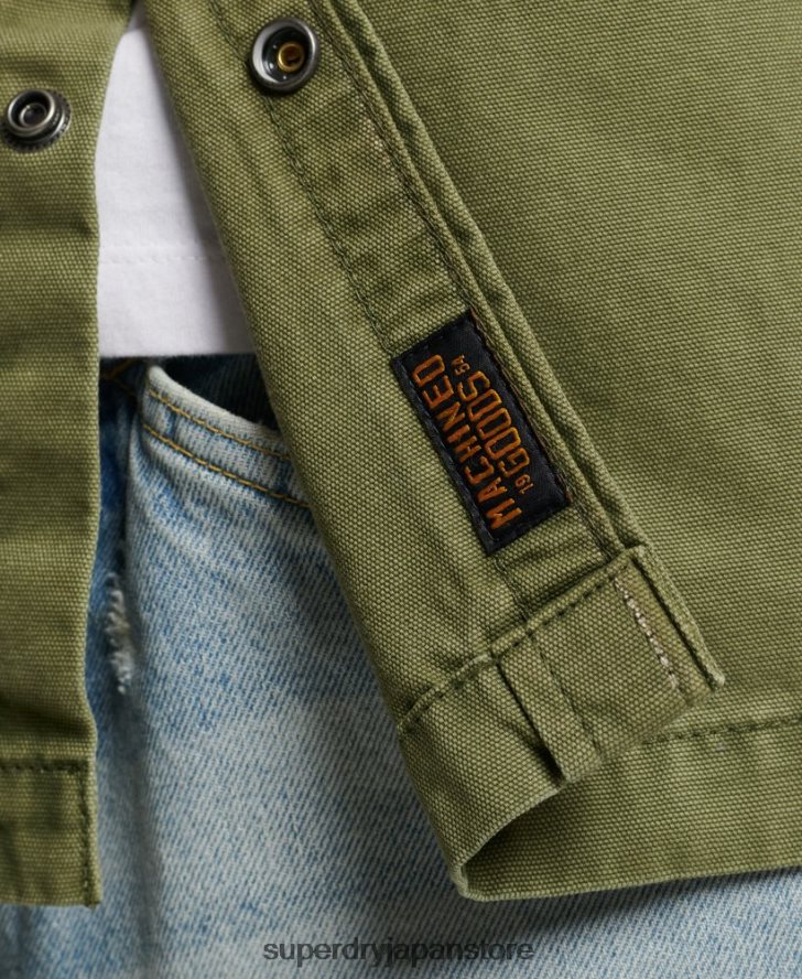 キャンバスオーバーシャ​​ツ 男性 Superdry 衣類 カーキ 2J62PZ142