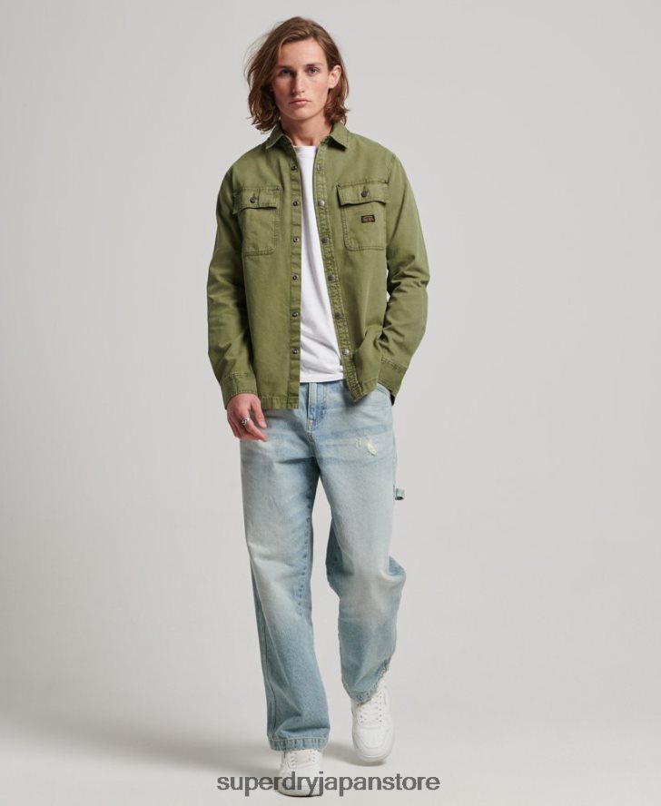 キャンバスオーバーシャ​​ツ 男性 Superdry 衣類 カーキ 2J62PZ142
