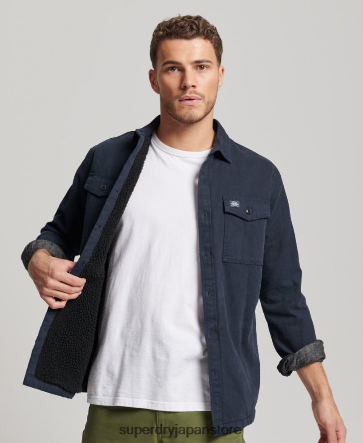 ボルグ裏地付きミラーオーバーシャ​​ツ 男性 Superdry 衣類 海軍 2J62PZ143