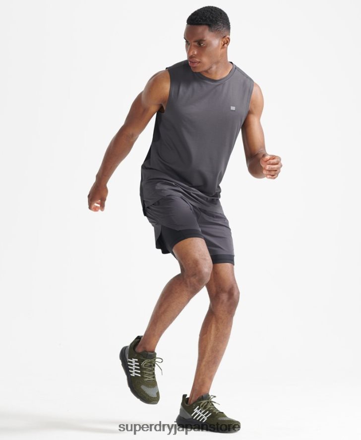 トレインベストトップ 男性 Superdry 衣類 濃い灰色 2J62PZ1434