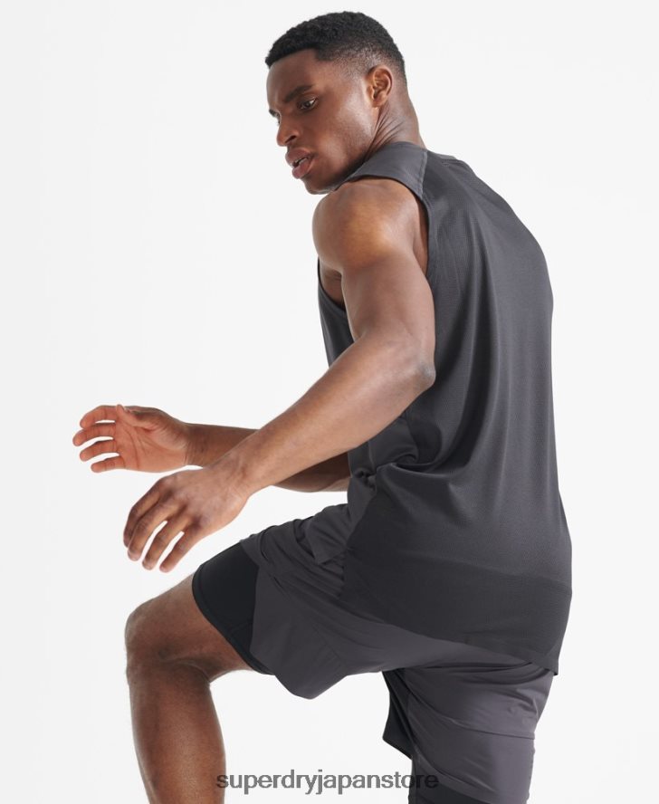 トレインベストトップ 男性 Superdry 衣類 濃い灰色 2J62PZ1434