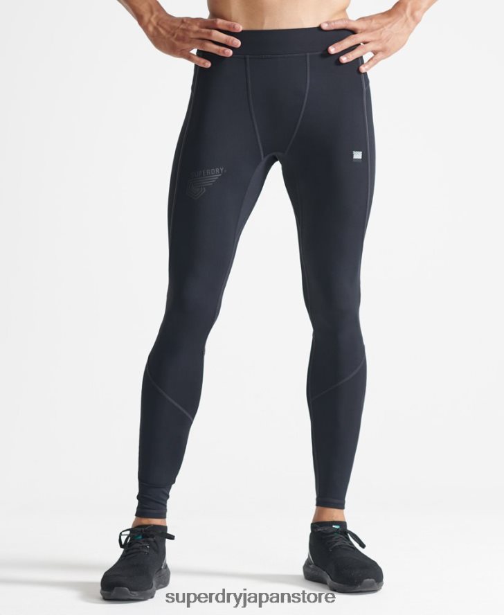 ランニングタイトパンツ 男性 Superdry 衣類 黒 2J62PZ1438