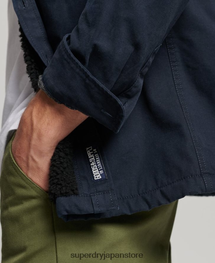 ボルグ裏地付きミラーオーバーシャ​​ツ 男性 Superdry 衣類 海軍 2J62PZ143