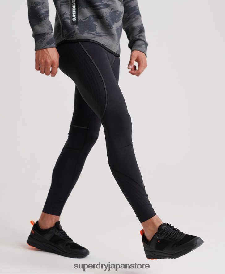 パフォーマンスフロックコンプレッションレギンス 男性 Superdry 衣類 黒 2J62PZ1441