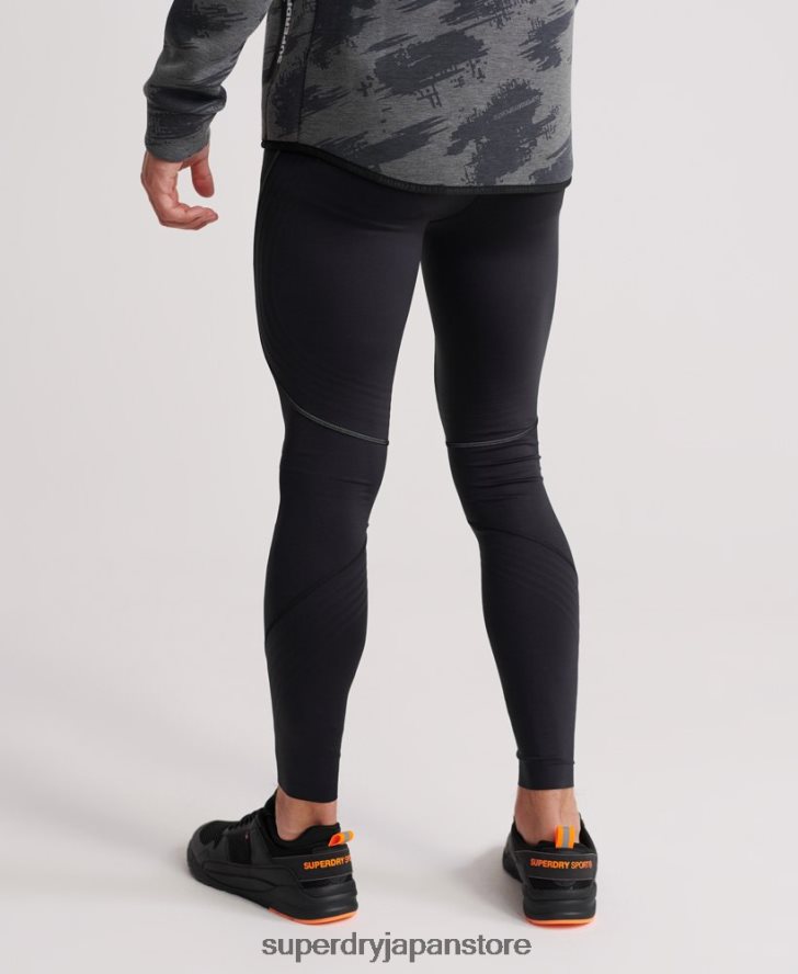 パフォーマンスフロックコンプレッションレギンス 男性 Superdry 衣類 黒 2J62PZ1441