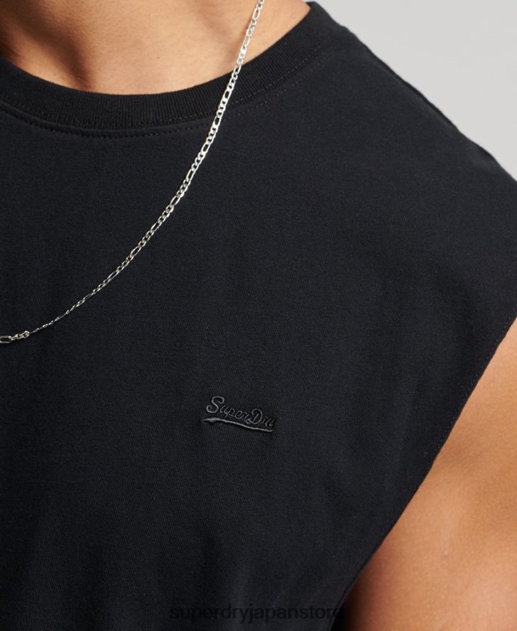 オーガニックコットン ヴィンテージロゴ刺繍タンクトップ 男性 Superdry 衣類 黒 2J62PZ1443