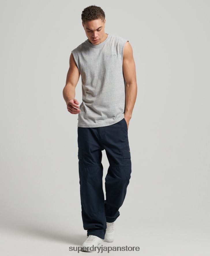オーガニックコットン ヴィンテージロゴ刺繍タンクトップ 男性 Superdry 衣類 グレー 2J62PZ1447