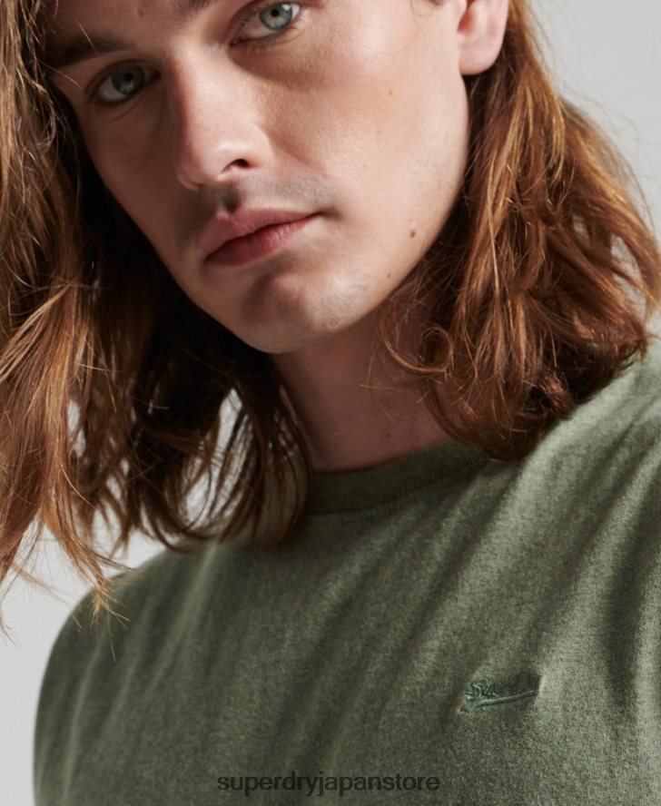 オーガニックコットン ヴィンテージロゴ刺繍タンクトップ 男性 Superdry 衣類 緑 2J62PZ1449