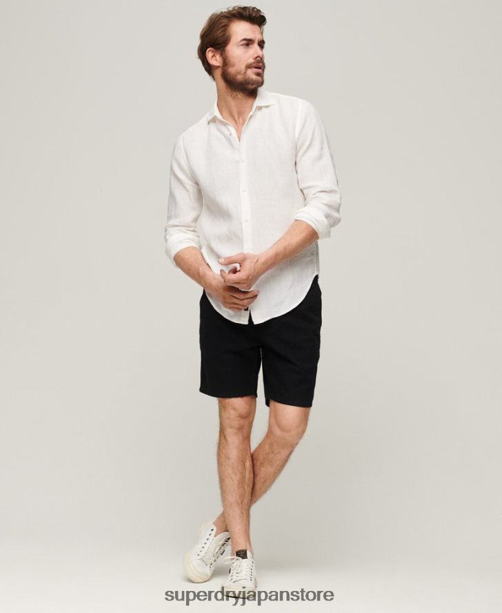 カジュアルリネン長袖シャツ 男性 Superdry 衣類 白 2J62PZ144