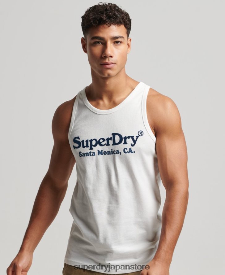ヴィンテージ会場クラシックベストトップ 男性 Superdry 衣類 白 2J62PZ1458