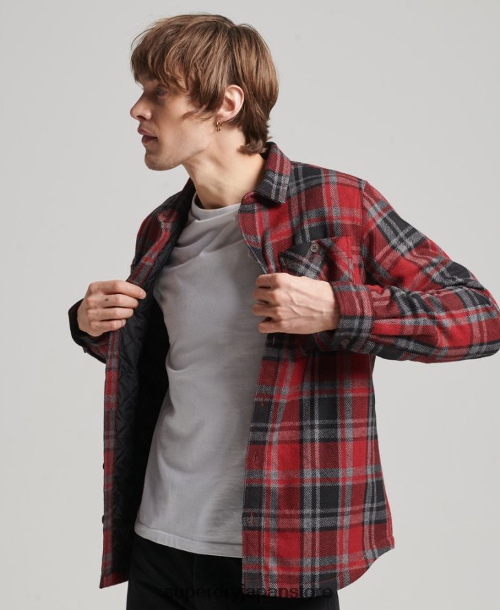 マーチャントストア - キルティングオーバーシャ​​ツ 男性 Superdry 衣類 赤 2J62PZ146