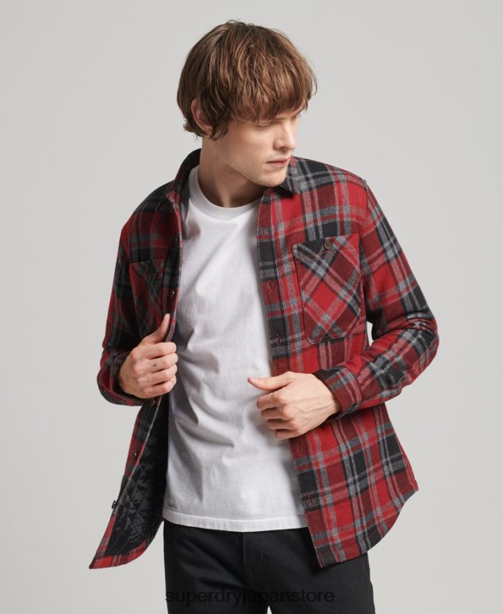 マーチャントストア - キルティングオーバーシャ​​ツ 男性 Superdry 衣類 赤 2J62PZ146
