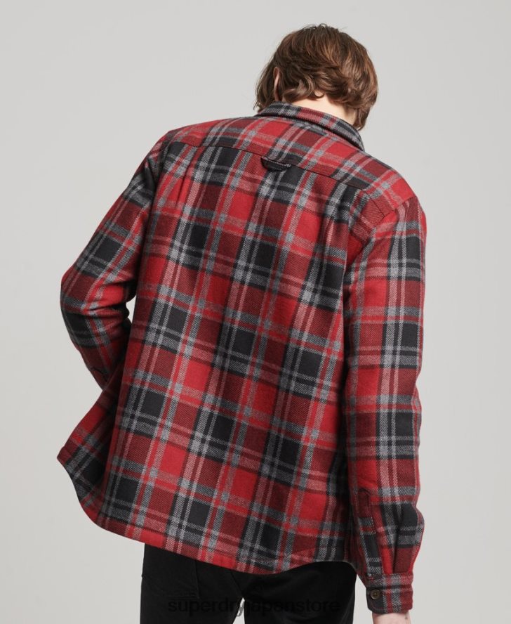 マーチャントストア - キルティングオーバーシャ​​ツ 男性 Superdry 衣類 赤 2J62PZ146
