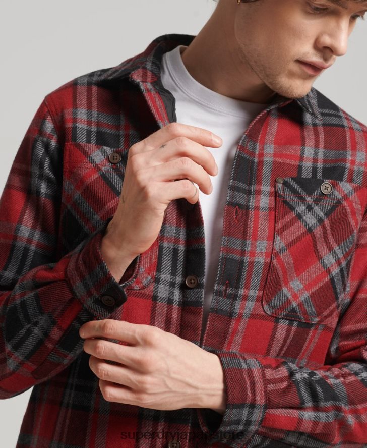 マーチャントストア - キルティングオーバーシャ​​ツ 男性 Superdry 衣類 赤 2J62PZ146