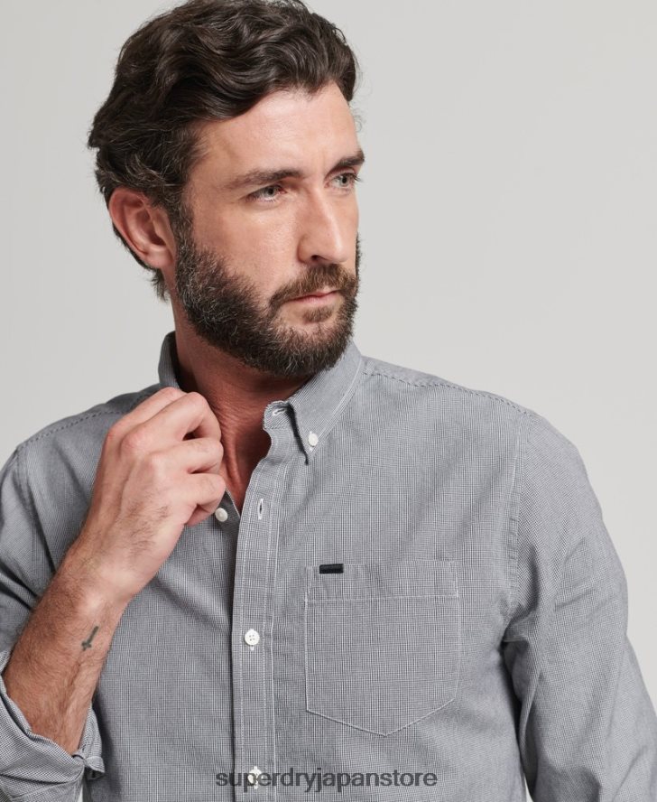 コットンマイクロチェックシャツ 男性 Superdry 衣類 黒 2J62PZ147