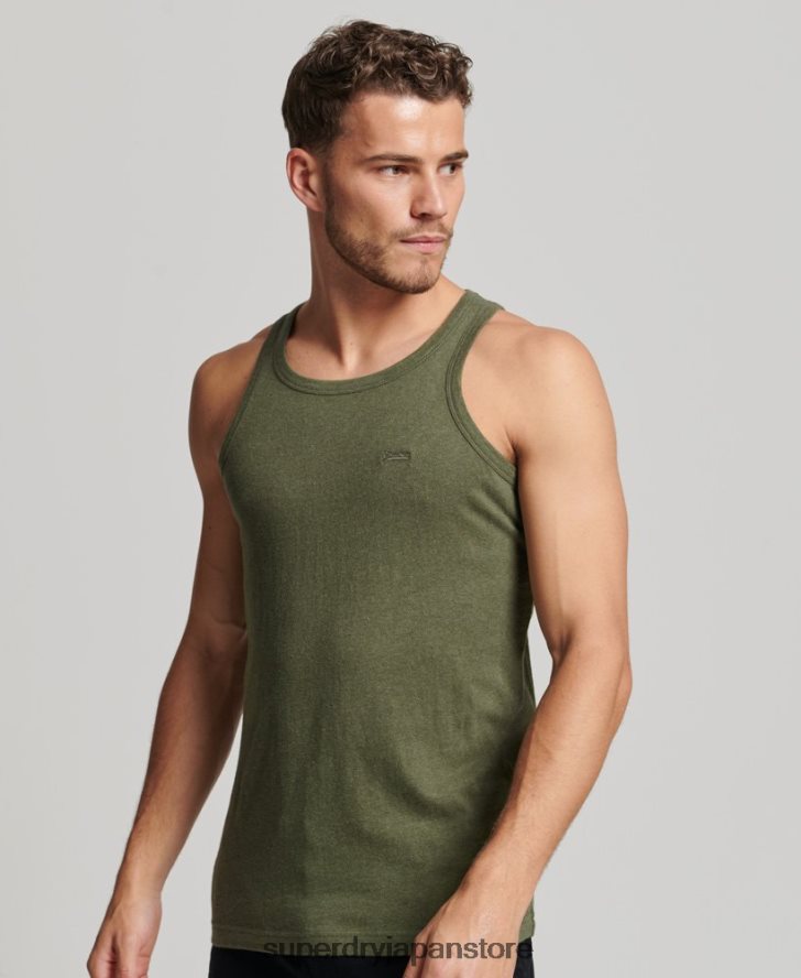 オーガニックコットンのヴィンテージロゴベストトップ 男性 Superdry 衣類 緑 2J62PZ1472
