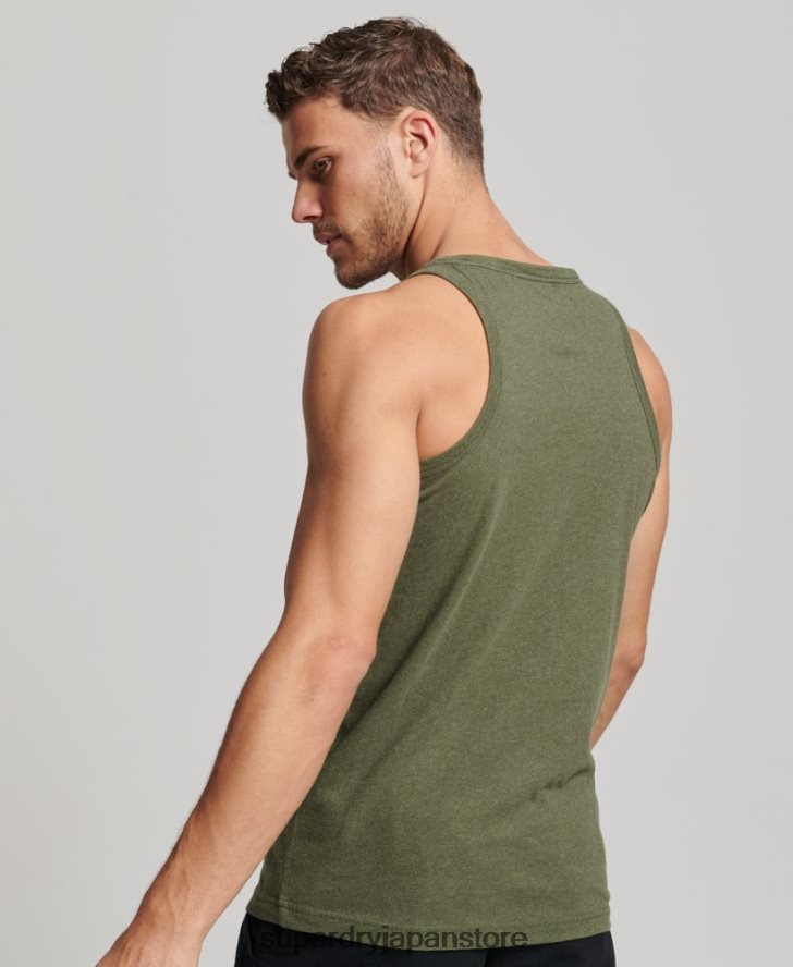 オーガニックコットンのヴィンテージロゴベストトップ 男性 Superdry 衣類 緑 2J62PZ1472