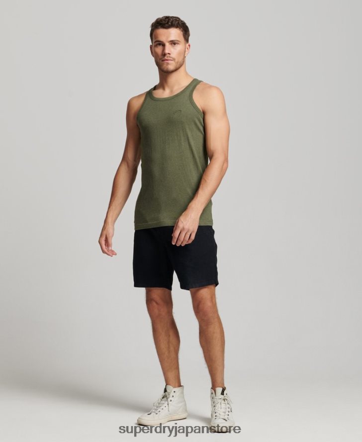 オーガニックコットンのヴィンテージロゴベストトップ 男性 Superdry 衣類 緑 2J62PZ1472