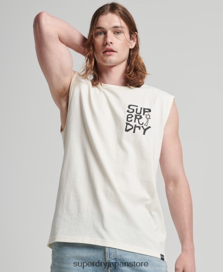 ヴィンテージ トライバル サーフ ベスト トップ 男性 Superdry 衣類 クリーム 2J62PZ1478