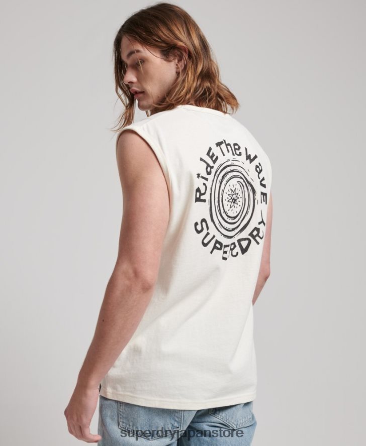 ヴィンテージ トライバル サーフ ベスト トップ 男性 Superdry 衣類 クリーム 2J62PZ1478