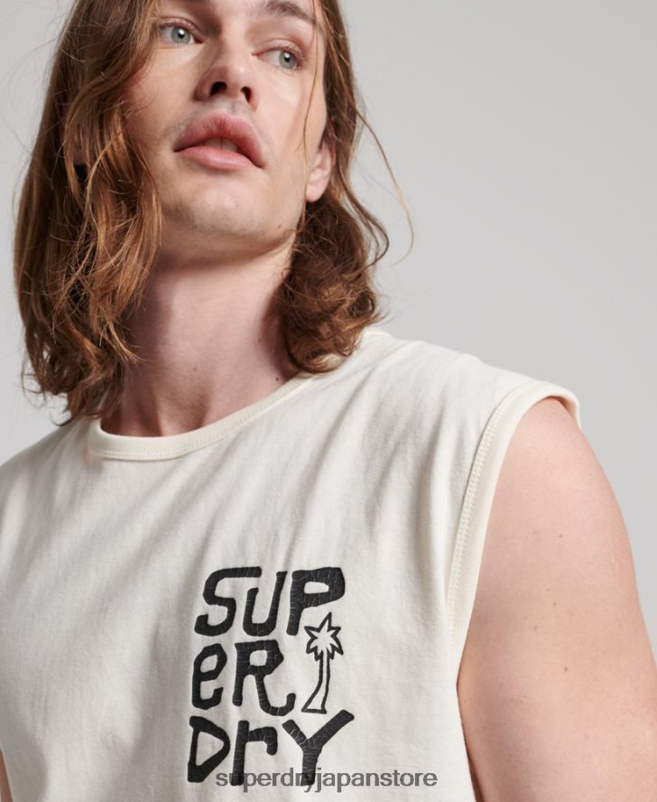 ヴィンテージ トライバル サーフ ベスト トップ 男性 Superdry 衣類 クリーム 2J62PZ1478