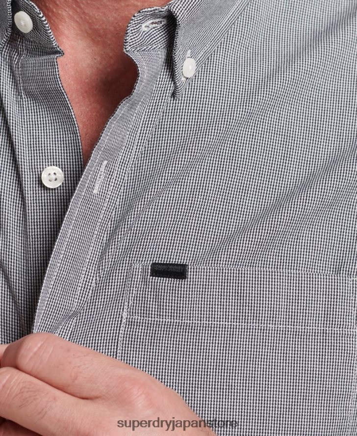 コットンマイクロチェックシャツ 男性 Superdry 衣類 黒 2J62PZ147
