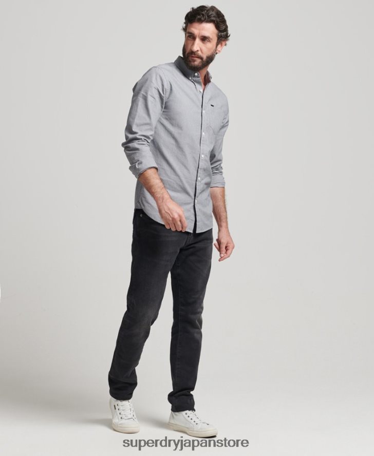 コットンマイクロチェックシャツ 男性 Superdry 衣類 黒 2J62PZ147
