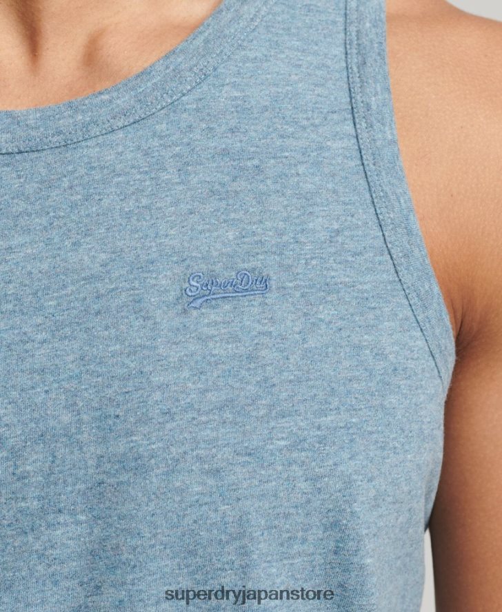 オーガニックコットンのヴィンテージロゴベストトップ 男性 Superdry 衣類 青 2J62PZ1482