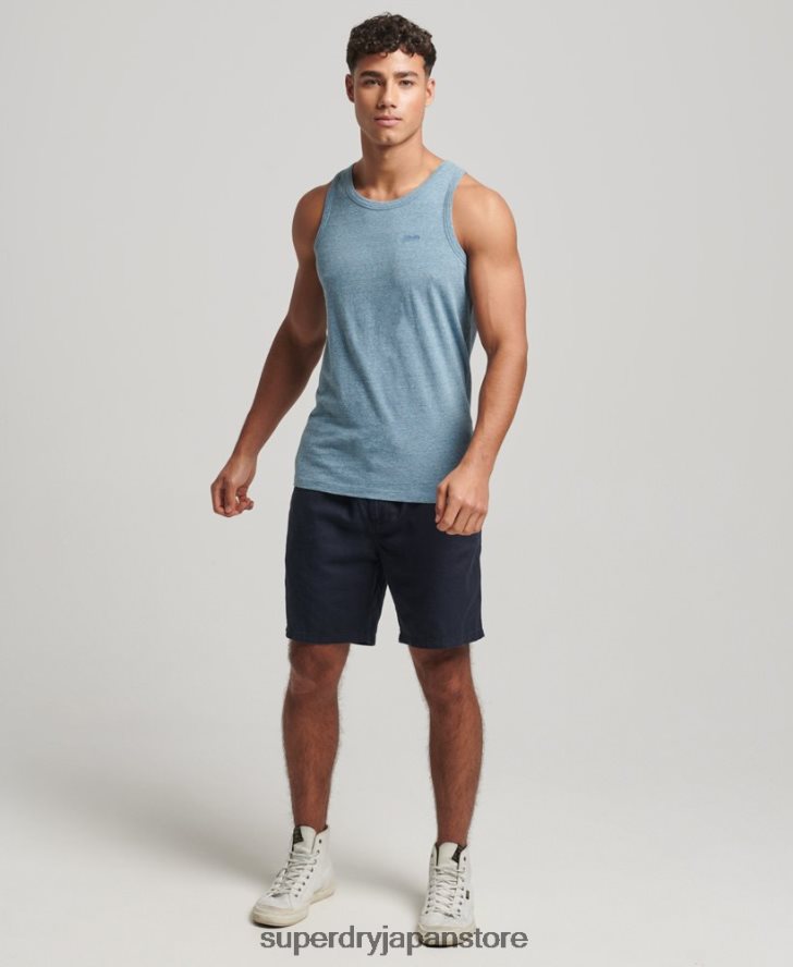 オーガニックコットンのヴィンテージロゴベストトップ 男性 Superdry 衣類 青 2J62PZ1482