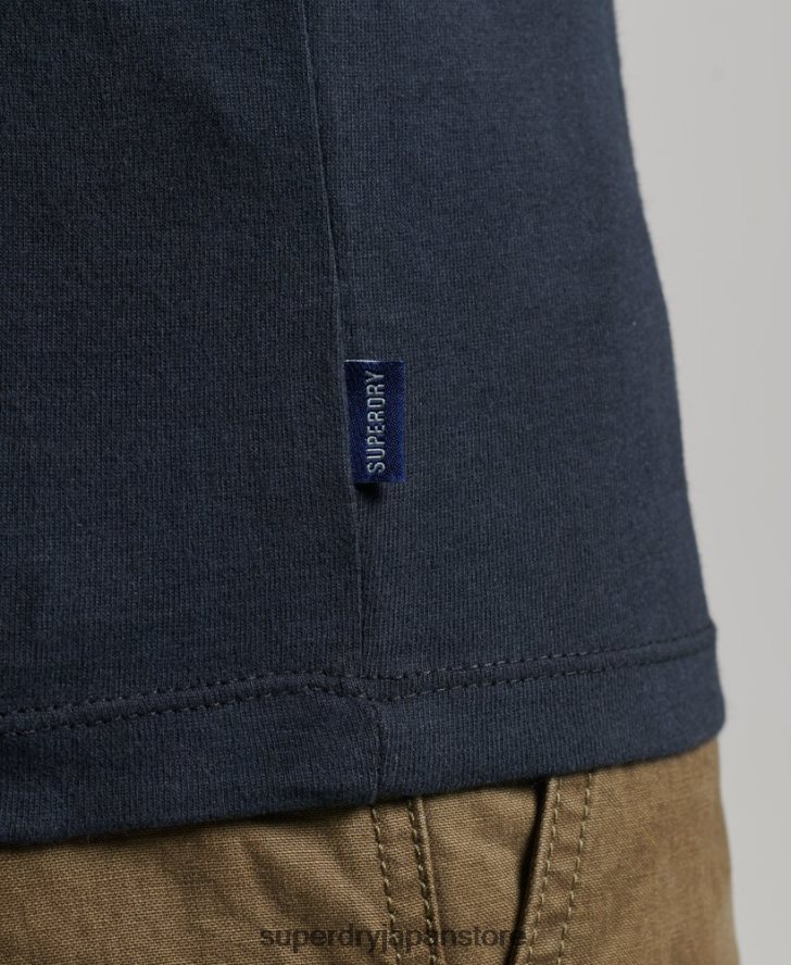 オーガニックコットンのヴィンテージロゴベストトップ 男性 Superdry 衣類 海軍 2J62PZ1487