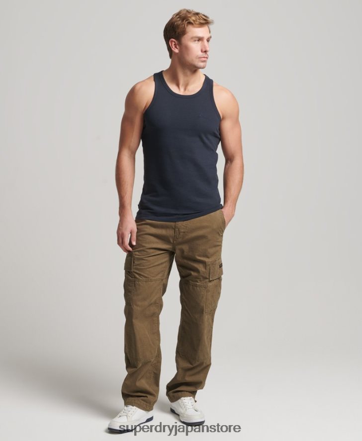 オーガニックコットンのヴィンテージロゴベストトップ 男性 Superdry 衣類 海軍 2J62PZ1487
