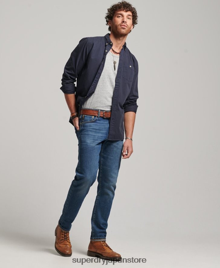 商店 - 長袖シャツ 男性 Superdry 衣類 海軍 2J62PZ148