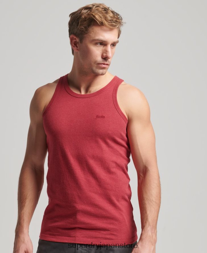 オーガニックコットンのヴィンテージロゴベストトップ 男性 Superdry 衣類 赤 2J62PZ1490