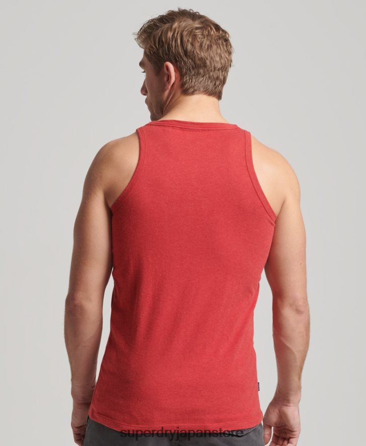 オーガニックコットンのヴィンテージロゴベストトップ 男性 Superdry 衣類 赤 2J62PZ1490